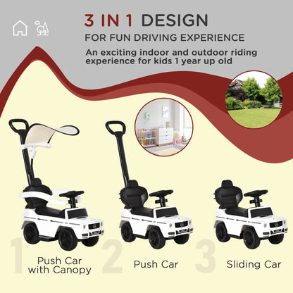 Licensed Push Car, 3-in-1 Toddler Sliding Car, White Push Cars for Toddlers at Gallery Canada