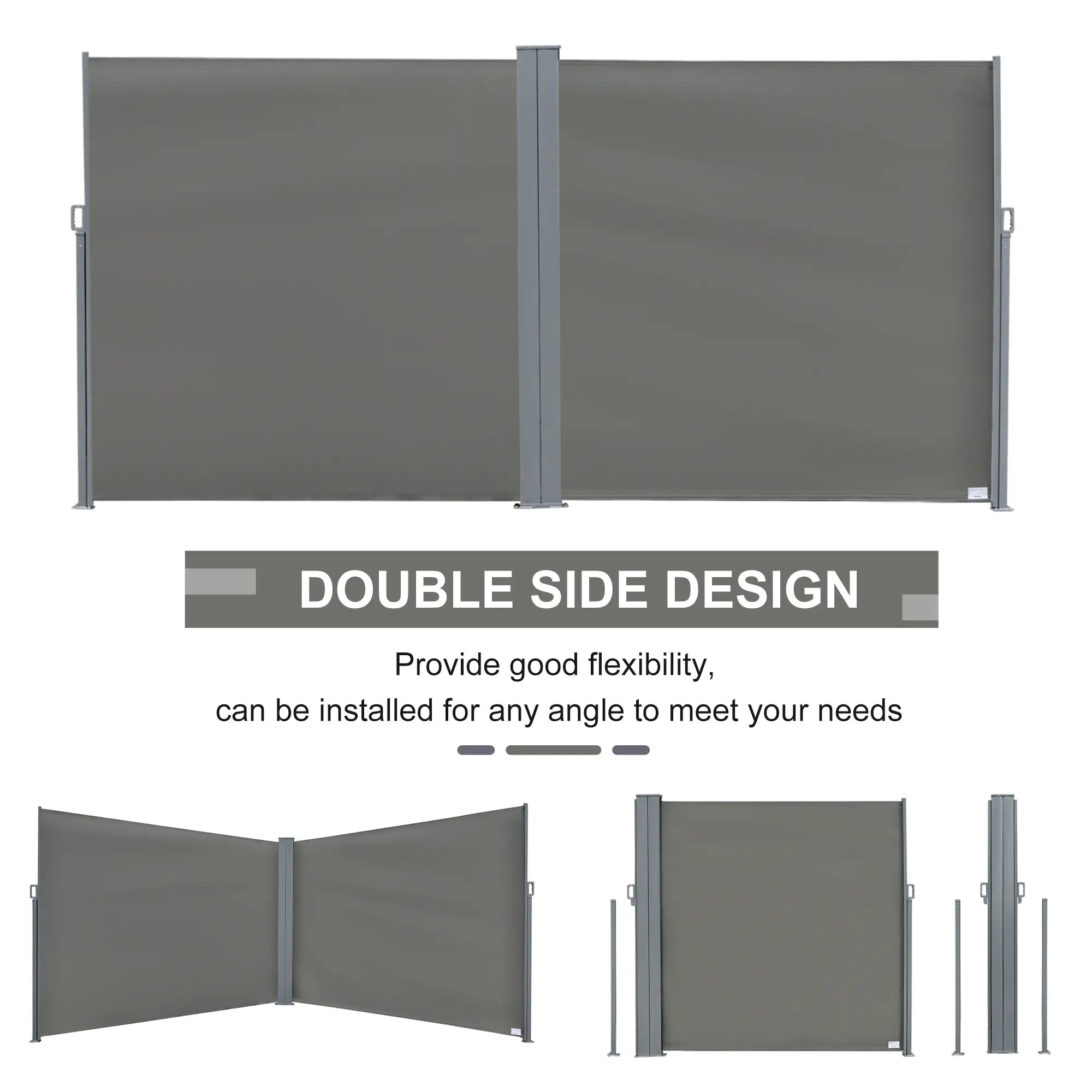Retractable Double Side Awning, Folding Privacy Screen, Grey Side Awnings at Gallery Canada