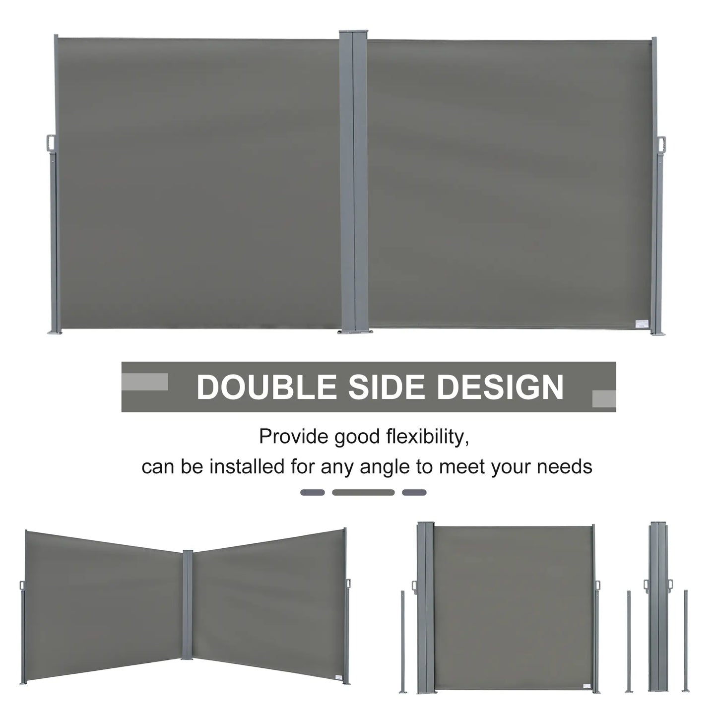 Retractable Double Side Awning, Folding Privacy Screen, Grey Side Awnings at Gallery Canada