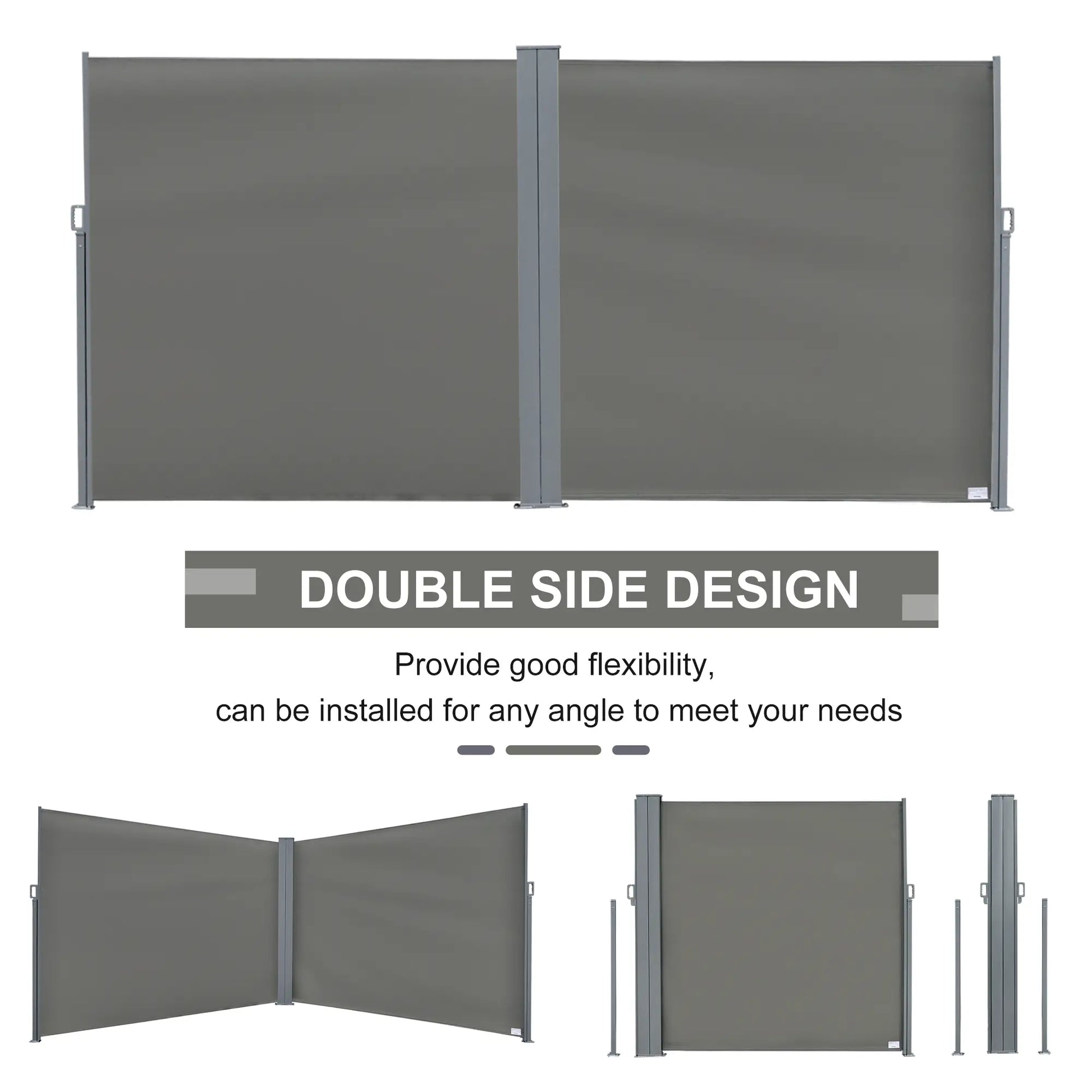Retractable Double Side Awning, Folding Privacy Screen, Grey Side Awnings at Gallery Canada