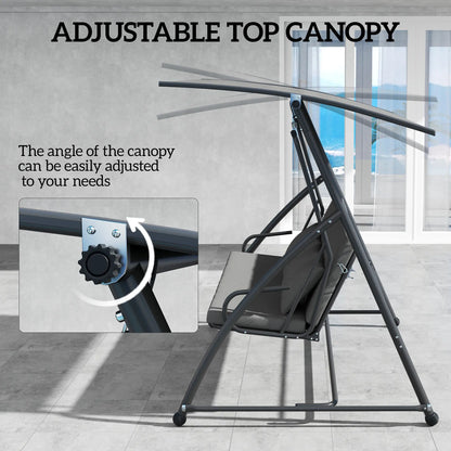 3 Person Patio Swing Chair, Convertible Hammock, Outdoor Lounge Bed, Dark Grey Porch Swings with Canopy at Gallery Canada