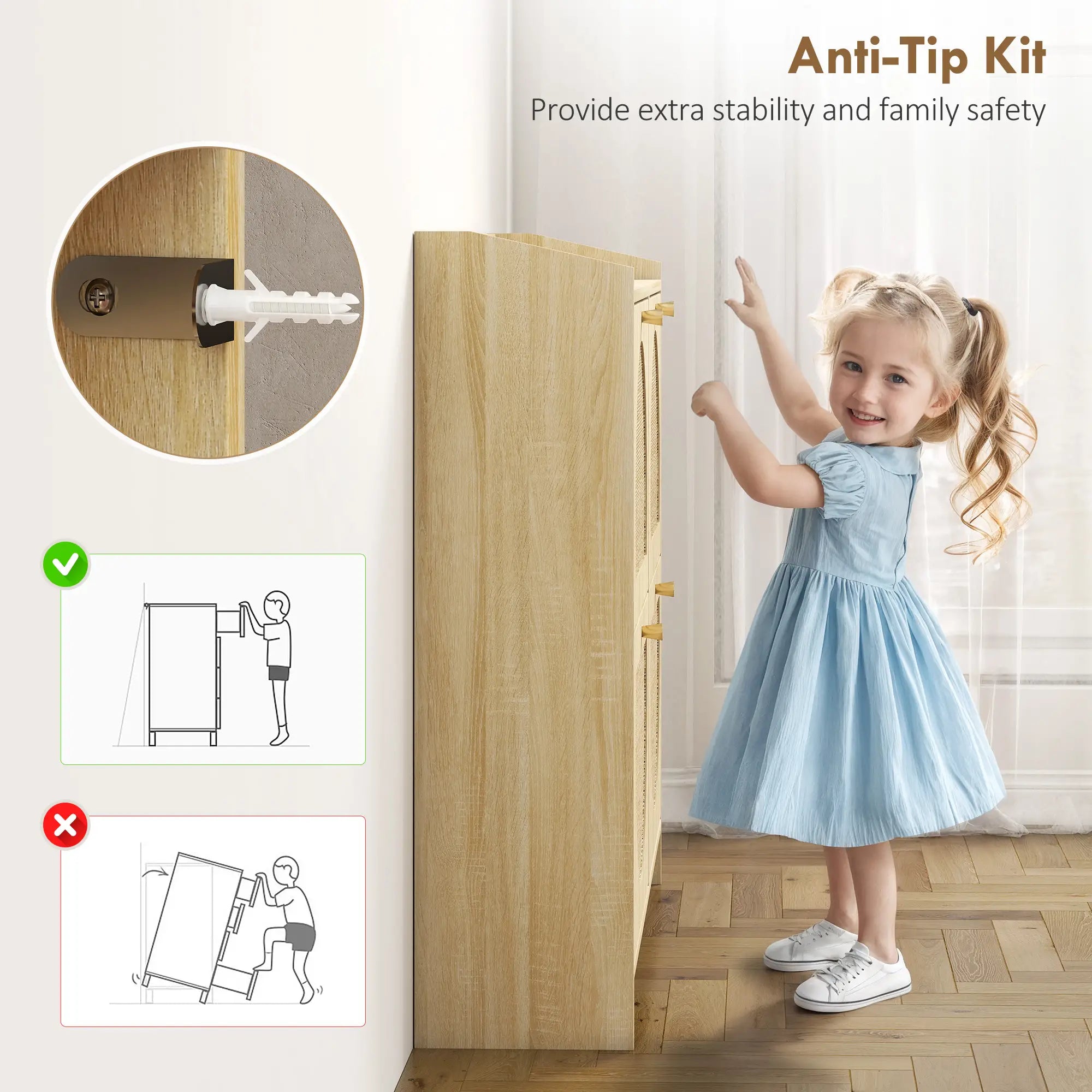 4 Flip-Drawer Shoe Cabinet, Rattan Doors, Adjustable Shelves, Holds 16 Pairs, Natural Shoe Storage Cabinets & Racks at Gallery Canada