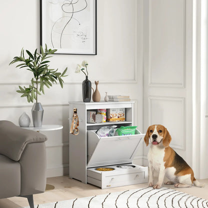 Pet Feeder Station, Dog Food Storage Cabinet with Bowls, Gray Dog Bowls at Gallery Canada