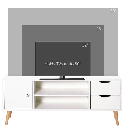 TV Stand for 50" TVs, Cabinet with Shelves, Drawers, White TV Stands at Gallery Canada