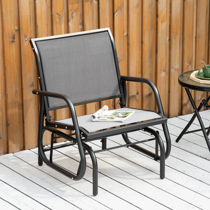 Patio Glider, Breathable Mesh Seat, Metal Frame, Outdoor Swing Chair, Grey Outdoor Gliders at Gallery Canada