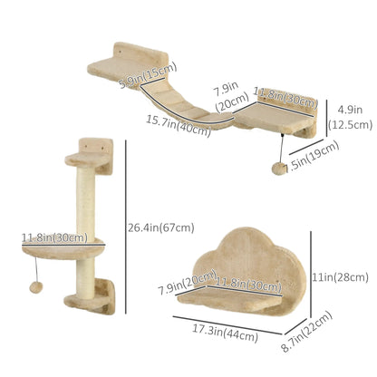 3 Pcs Cat Wall Climber, Scratching Post, Ladder, Perches, Beige Cat Climbing Wall at Gallery Canada