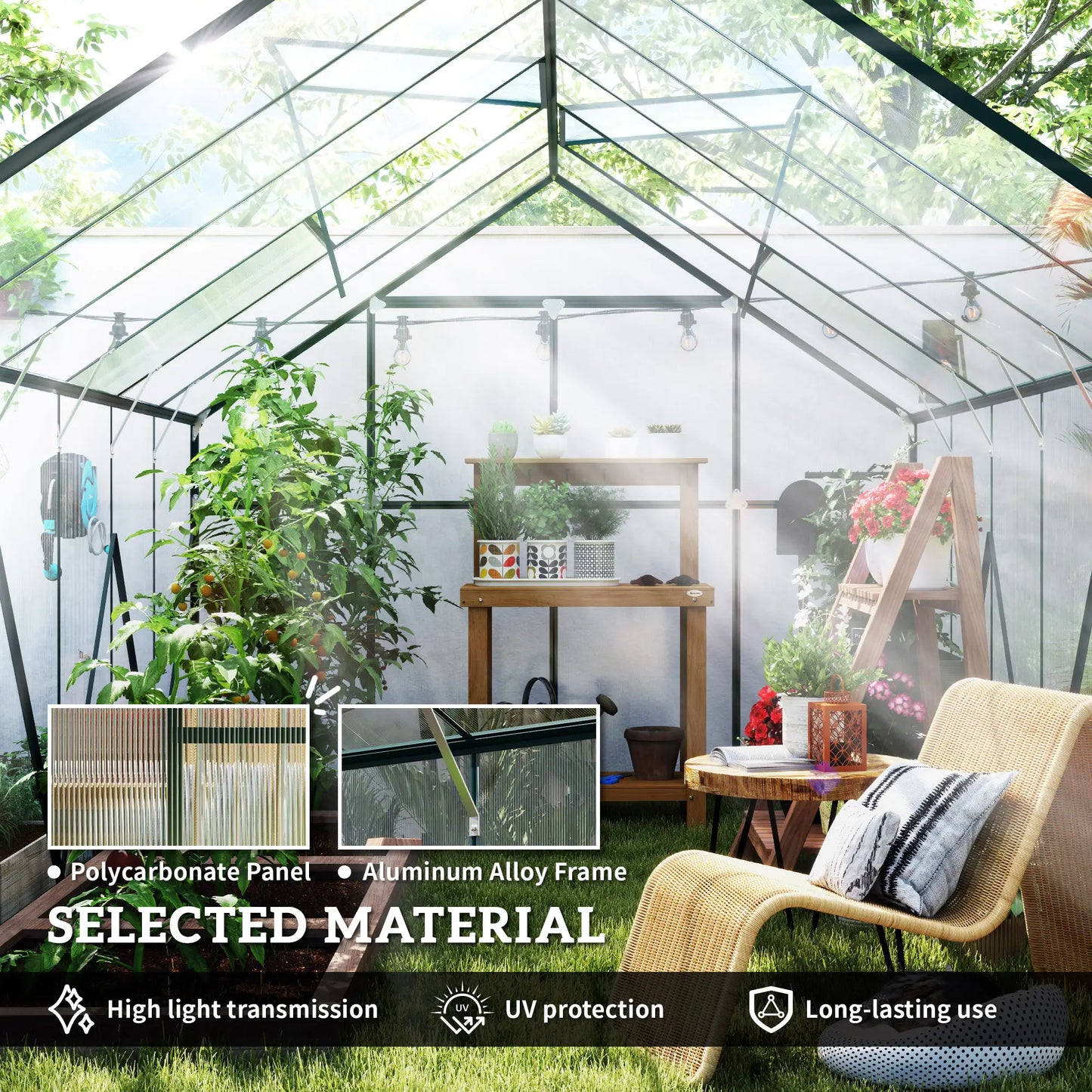 Aluminum Greenhouse Polycarbonate, 8 X 12 Ft, Green Walk In Greenhouses at Gallery Canada