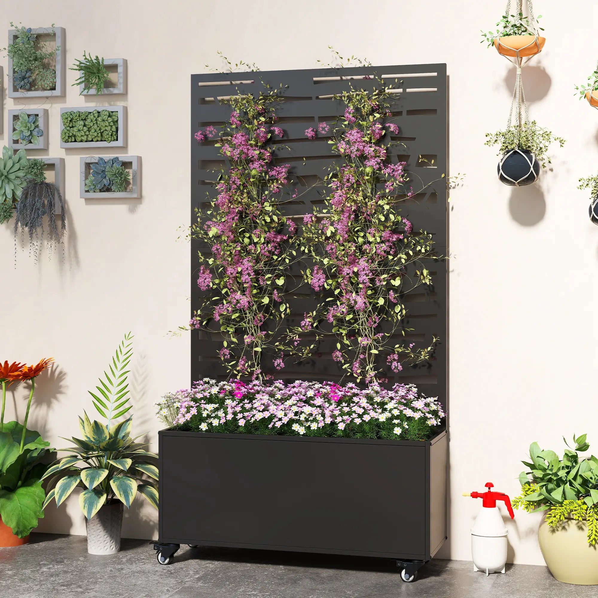 Metal Planter Box With Trellis, Raised Garden Bed With Privacy Screen Galvanized Planter Boxes at Gallery Canada