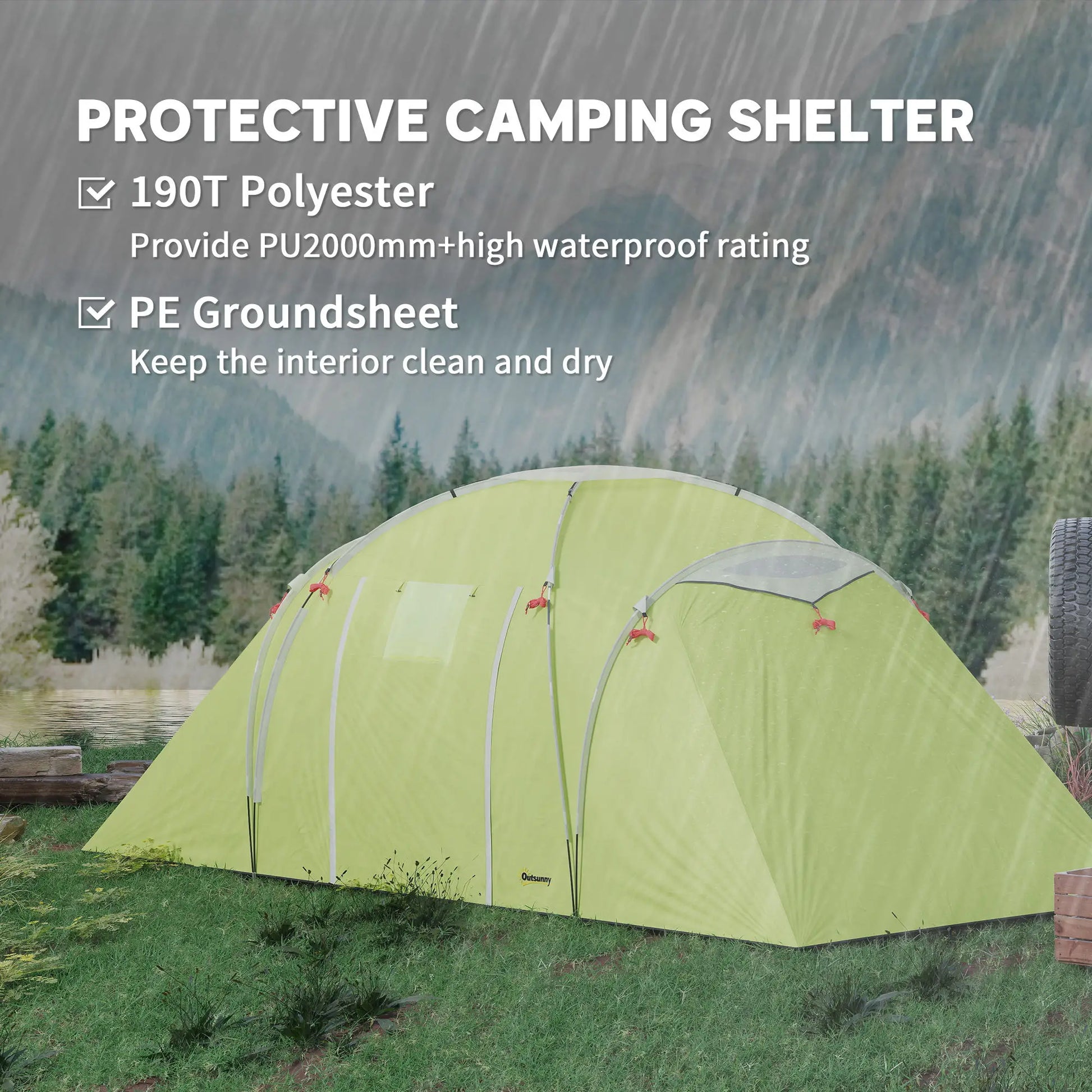 4-6 Person Camping Tent, 2000mm Waterproof, 2 Bedrooms, Living Area Camping Tents at Gallery Canada