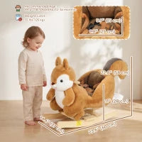 Écureuil cheval à bascule pour tout-petits de 1 à 3 ans, marron
