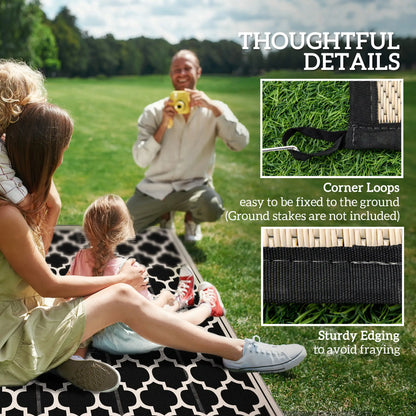 9'x12' Reversible Outdoor RV Rug, Patio Mat, Black Outdoor Reversible Rugs at Gallery Canada