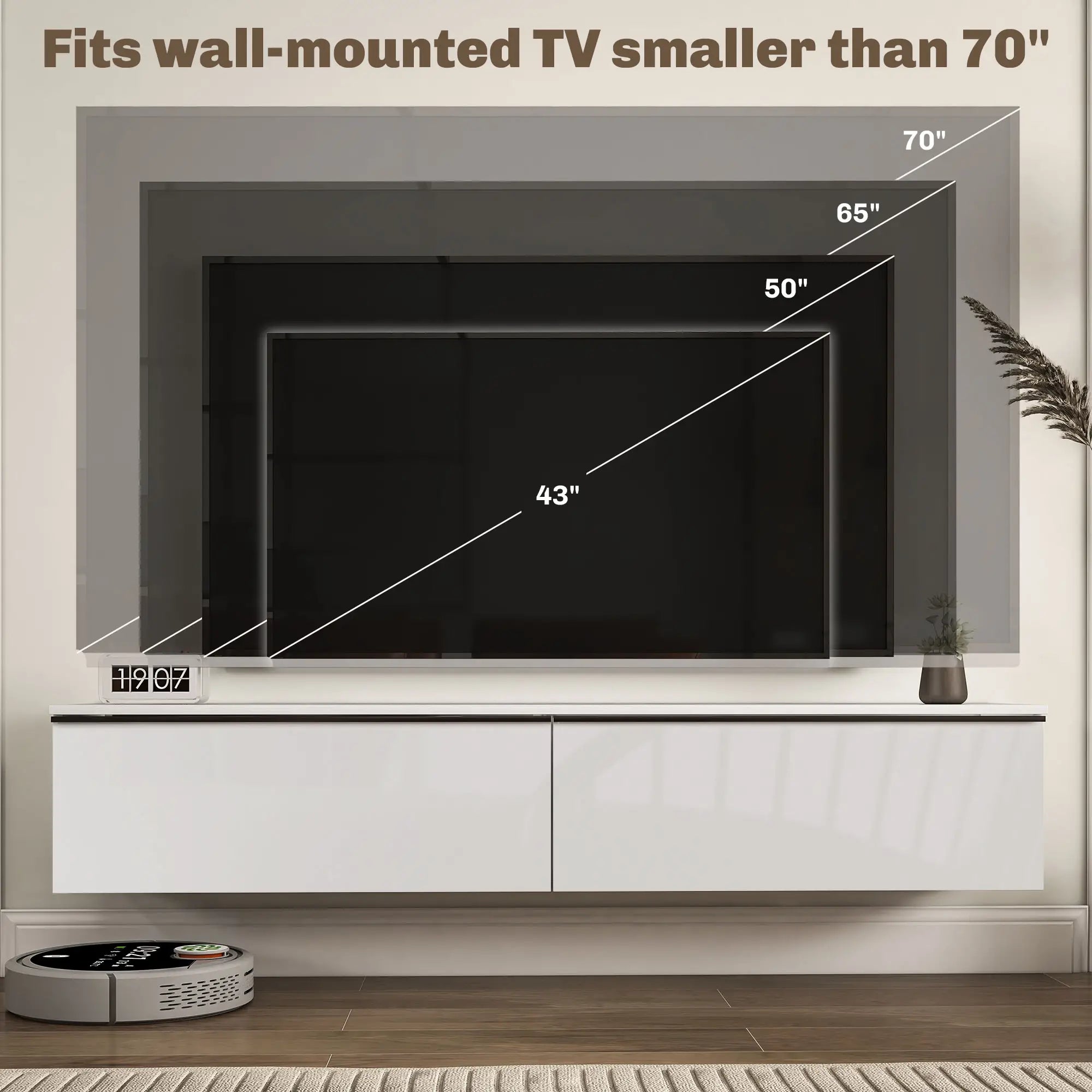 Wall Mounted TV Stand, Floating Cabinet for 70