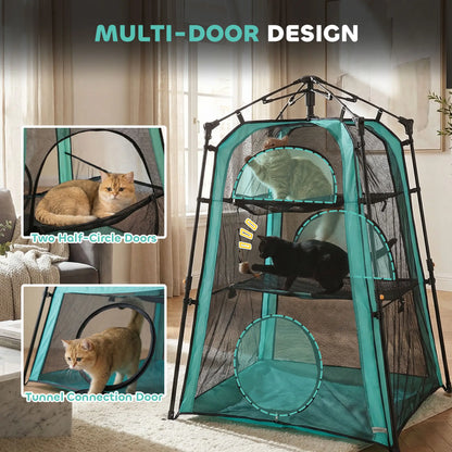 Cat Tent, 3-Tier Portable Pet Tent, Multi-Door, Carry Bag, Breathable Mesh Cat Houses at Gallery Canada