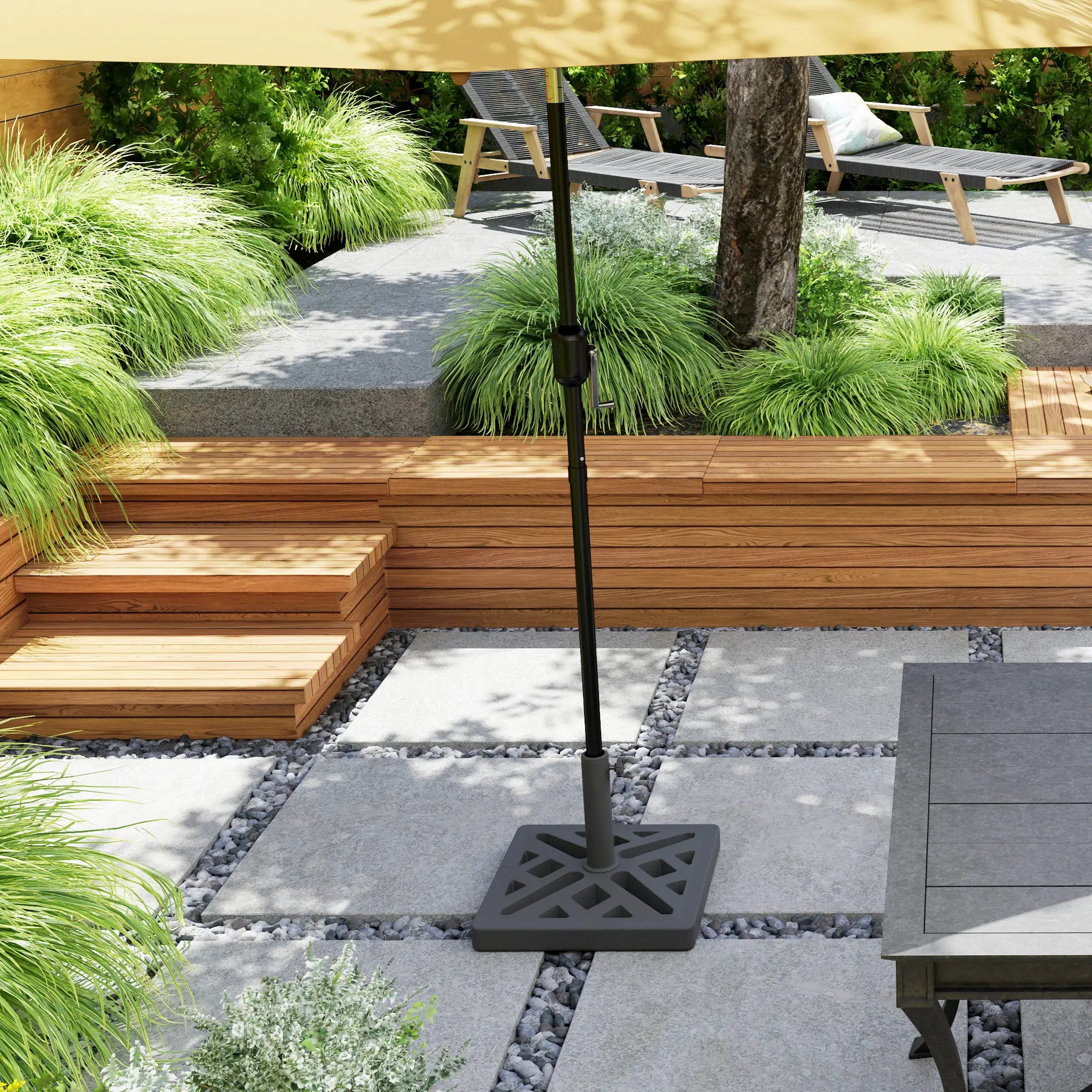 Umbrella Base, 33lbs HDPE Outdoor Stand with Cut-Out Design Umbrella Bases at Gallery Canada
