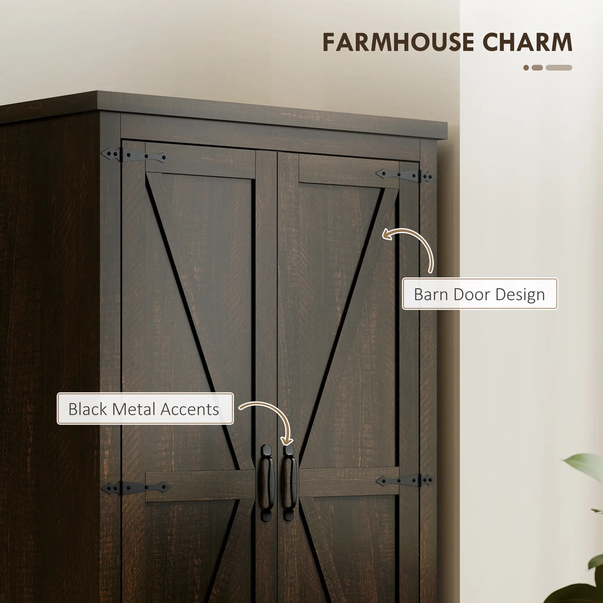 Farmhouse Kitchen Pantry Cabinet, 64