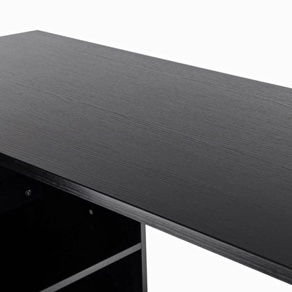L-Shaped Corner Desk with Storage Shelf, Drawer, Black Writing Desks at Gallery Canada