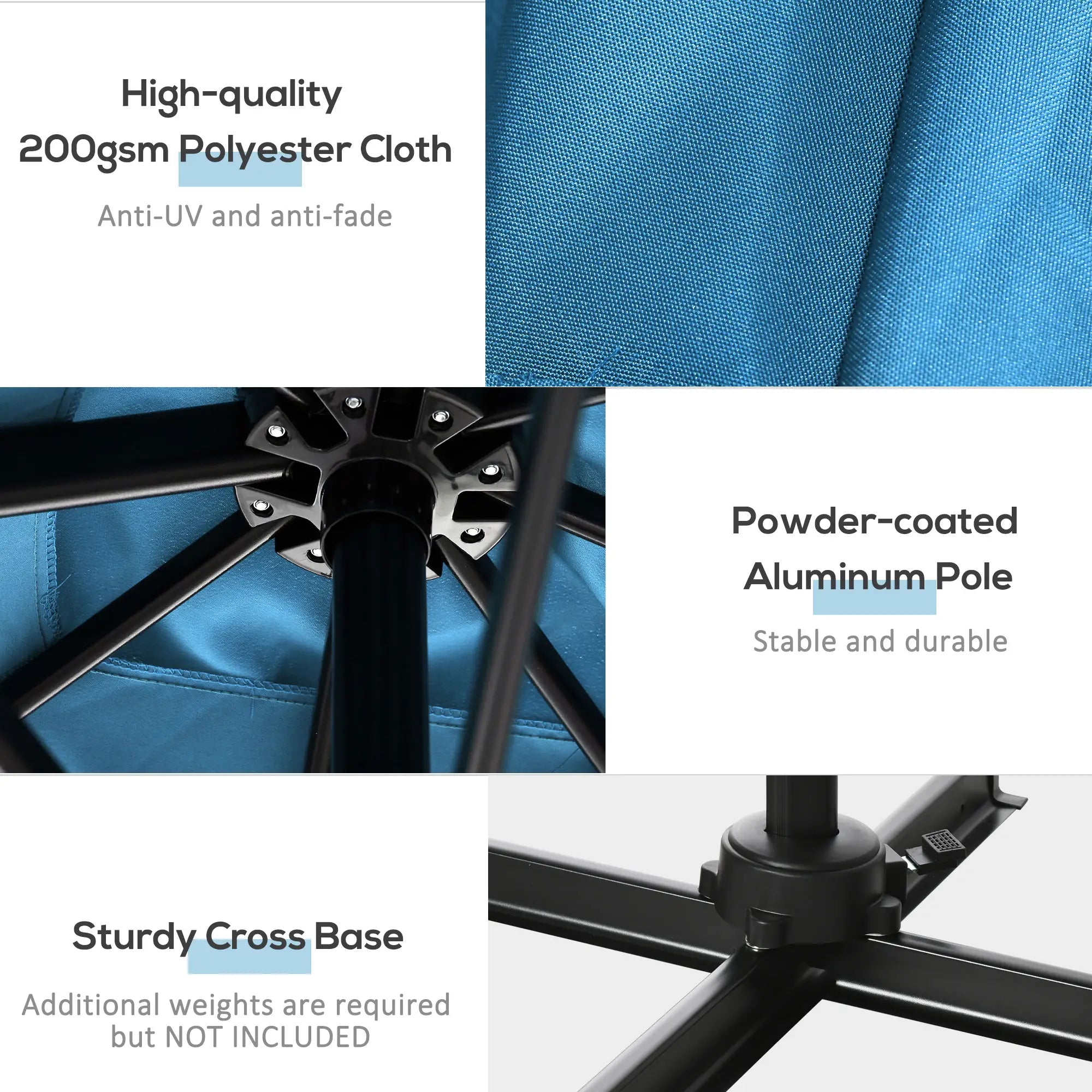 8' x 8' Square Patio Umbrella, 360° Rotation, Aluminum Cantilever, Turquoise Offset Cantilever Umbrellas at Gallery Canada