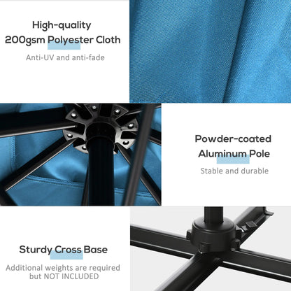 8' x 8' Square Patio Umbrella, 360° Rotation, Aluminum Cantilever, Turquoise Offset Cantilever Umbrellas at Gallery Canada