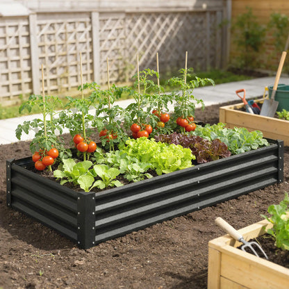 6 x 3 x 1ft Galvanized Raised Garden Bed, Black Outdoor Planter Box, Black Galvanized Planter Boxes at Gallery Canada
