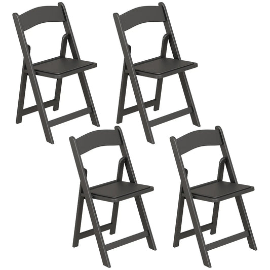 4 Pack Folding Chairs, Foldable Resin Chair with Padded Seat, Portable Indoor Outdoor Seat for Office Events Dining Dining Chairs Black at Gallery Canada