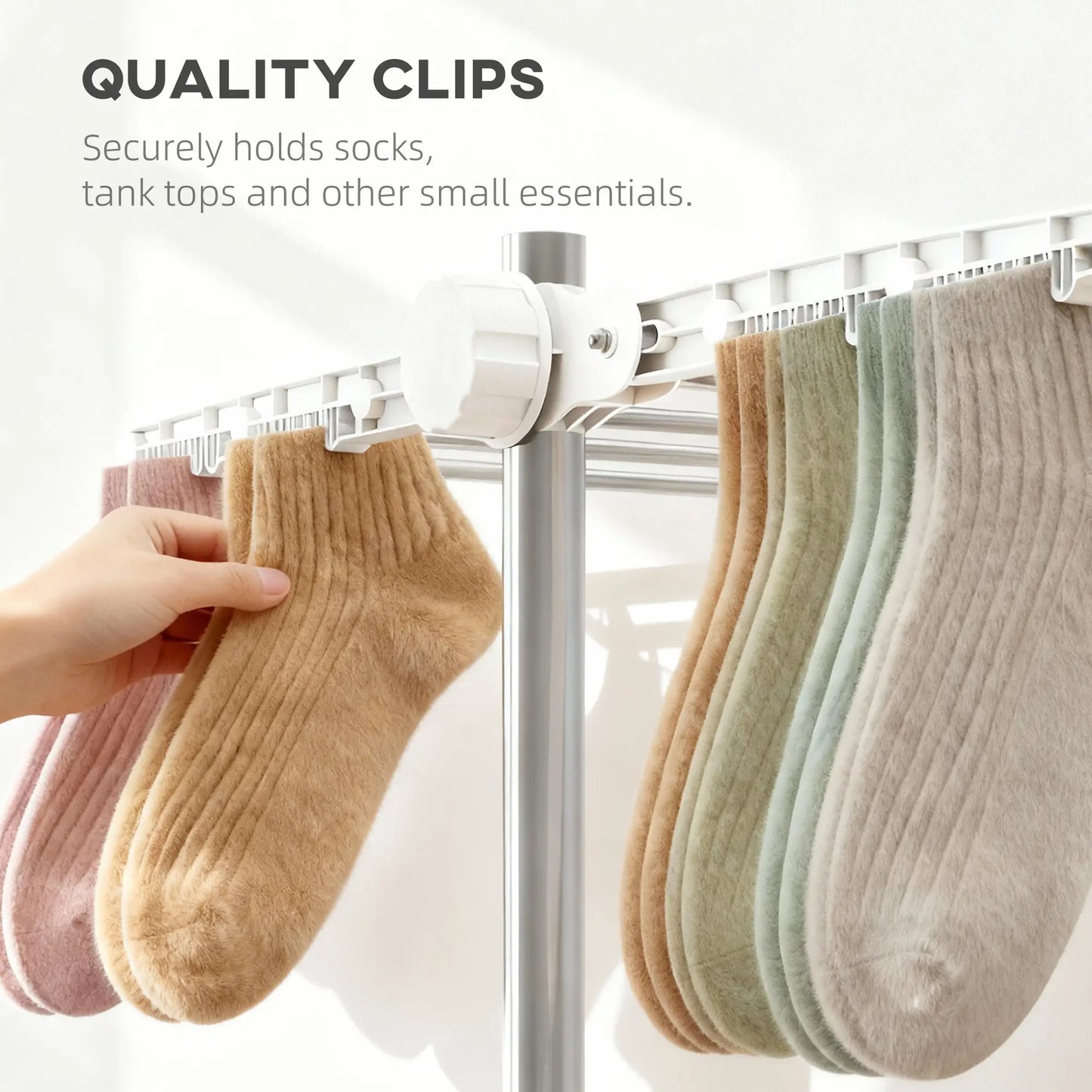 Stainless Steel Folding Clothes Drying Rack, Side Wings, Castors, Indoor Outdoor, White Bath Accessories at Gallery Canada