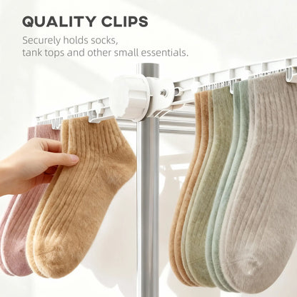 Stainless Steel Folding Clothes Drying Rack, Side Wings, Castors, Indoor Outdoor, White Bath Accessories at Gallery Canada
