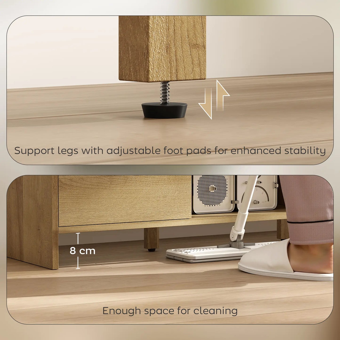 TV Stand For 65 Inch TV, Nordic Entertainment Center, Natural