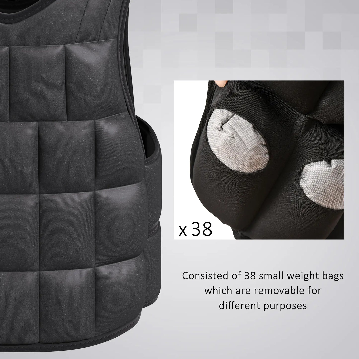 22lbs Weighted Vest, Adjustable Running Vest, 38 Weight Bags, Black Strength Training Equipment at Gallery Canada