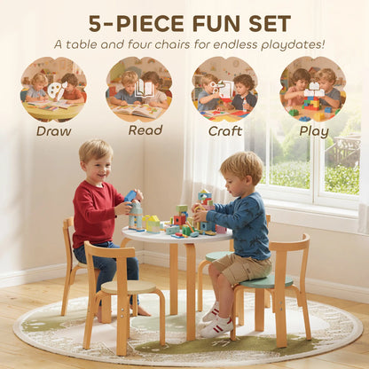Wooden Kids Table and Chairs Set, Toddler Set for 3-8 Years, Green Kids Table Sets at Gallery Canada