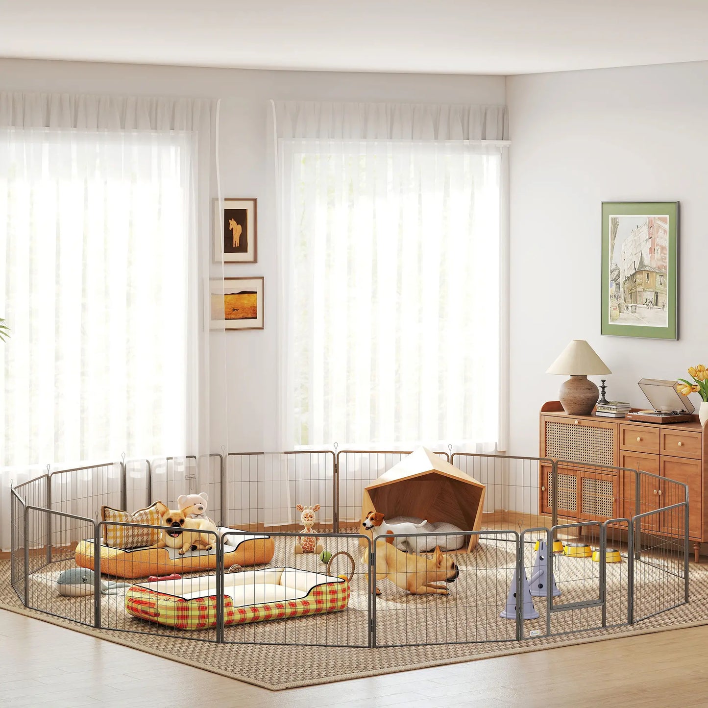 Heavy Duty Dog Playpen, 16 Panels, 2 Doors, 23.5" Height Houses, Kennels & Pens at Gallery Canada