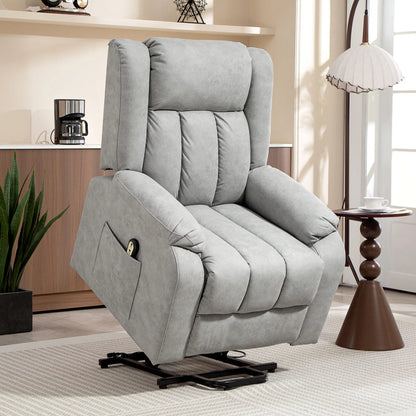 Electric Recliner Chair, Microfibre Upholstered, Remote Included, Light Grey Sofas & Reclining Chairs at Gallery Canada