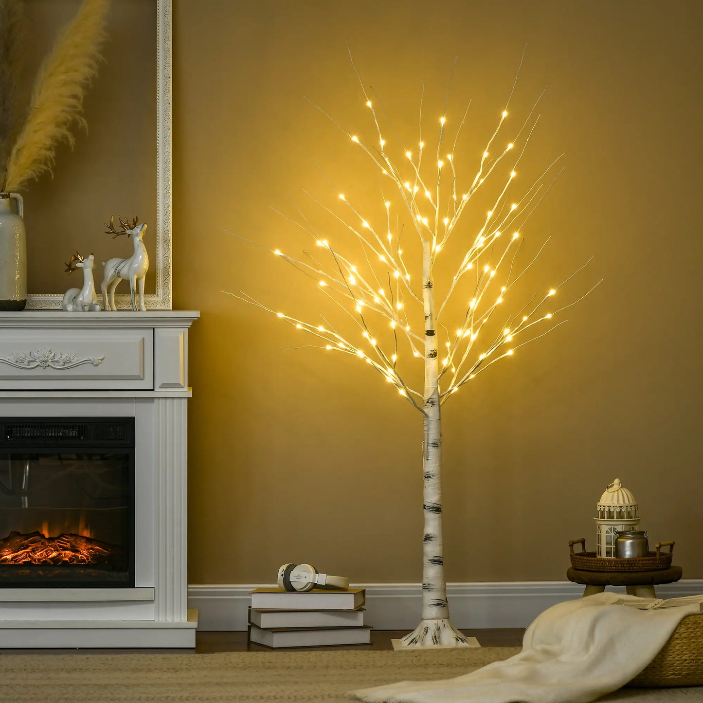 5 Ft Pre-Lit LED Artificial Birch Tree, Indoor Outdoor Use Artificial Tree at Gallery Canada
