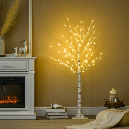 5 Ft Pre-Lit LED Artificial Birch Tree, Indoor Outdoor Use Artificial Tree at Gallery Canada
