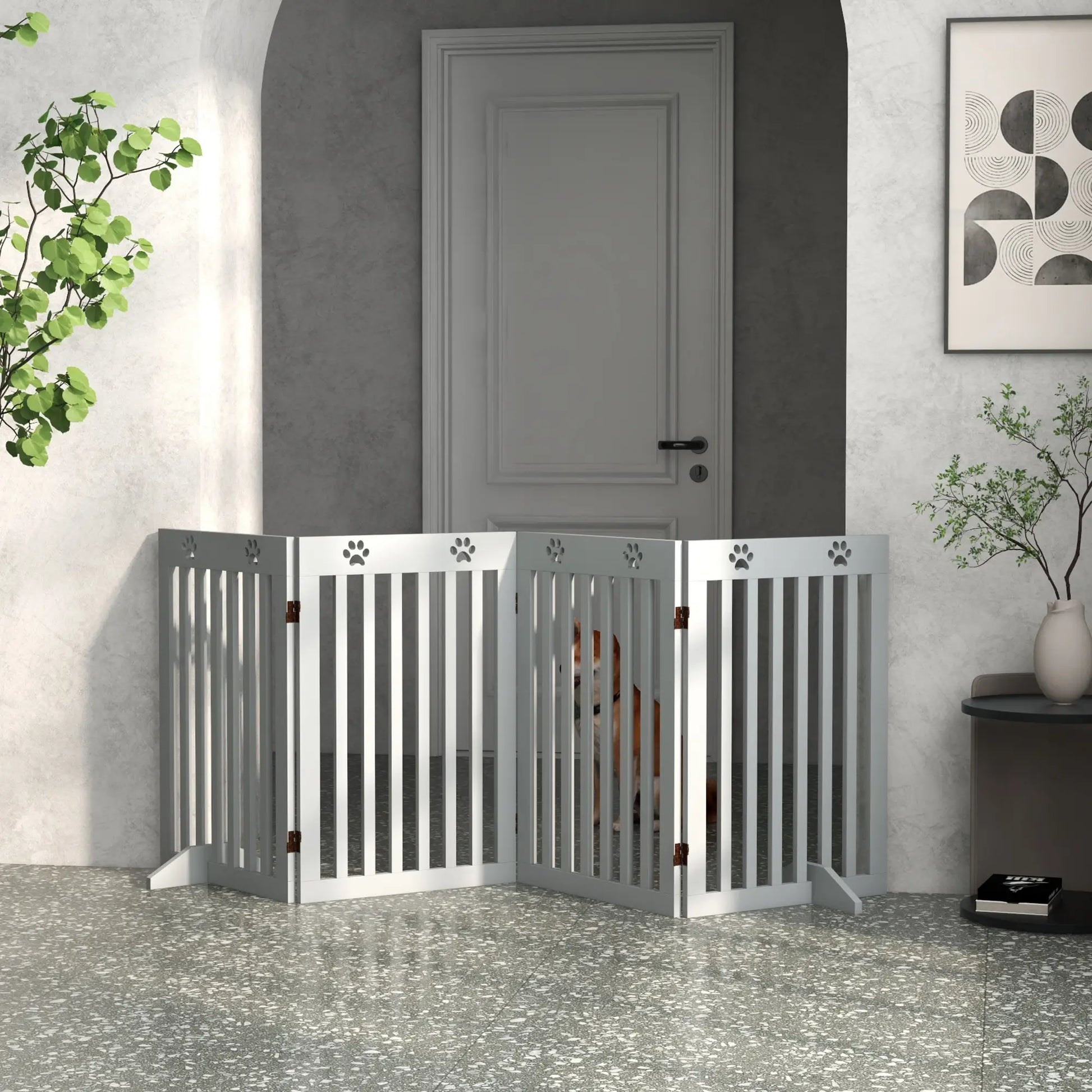 80" Extra Wide Pet Gate, Freestanding with Support Feet, Light Grey Houses, Kennels & Pens at Gallery Canada