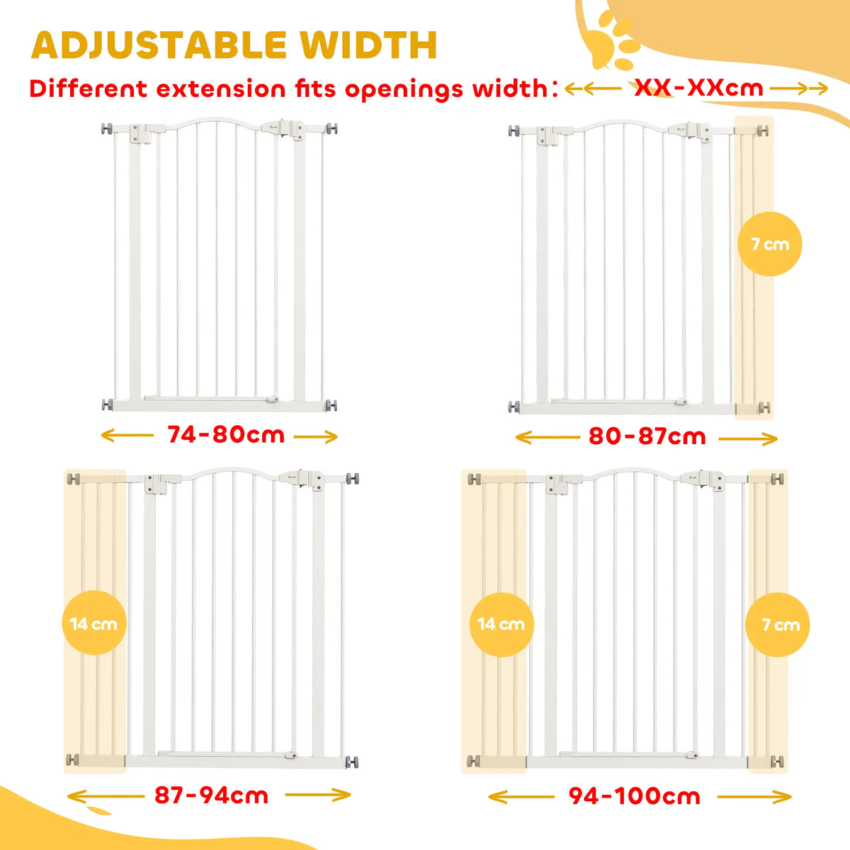 Extra Tall Dog Gate with Door, Pressure Fit, Auto Close, 29-39 Inches, White Houses, Kennels & Pens at Gallery Canada