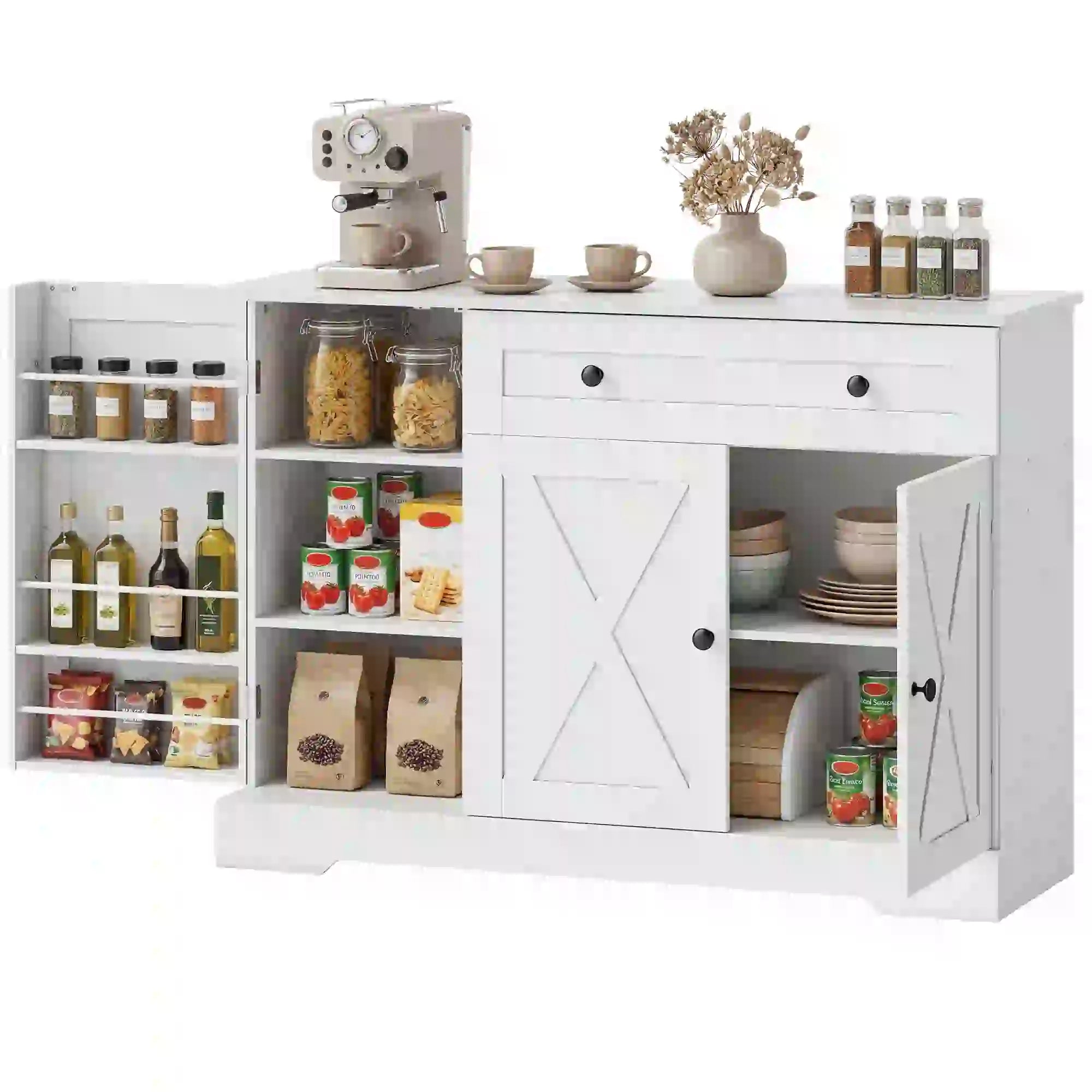 Sideboard Buffet Cabinet, Farmhouse Coffee Bar, White Bar Cabinets White at Gallery Canada