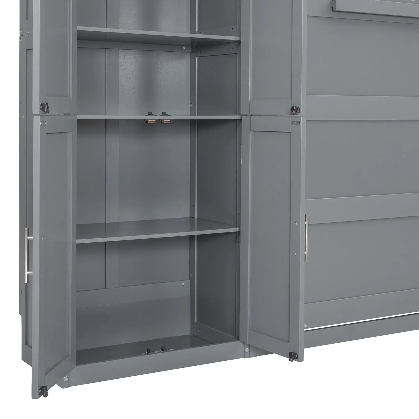 Murphy Bed with Storage, Space-saving Wall Bed, 117.5" L x 16" W x 88" H, Grey Bed Frames at Gallery Canada