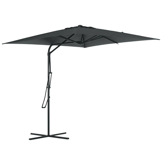 8FT Cantilever Patio Umbrella, Offset with Cross Base, Dark Gray Cantilever Umbrellas Dark Grey at Gallery Canada