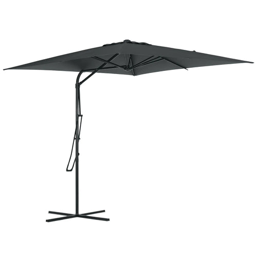 8FT Cantilever Patio Umbrella, Offset with Cross Base, Dark Gray
