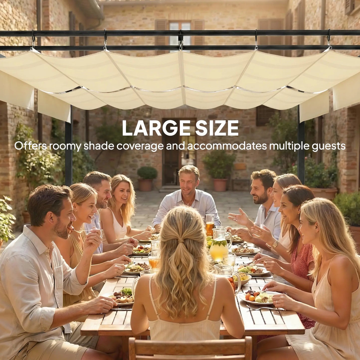 19' x 10' Pergola, Retractable Canopy, UV50+, Cream Pergolas at Gallery Canada