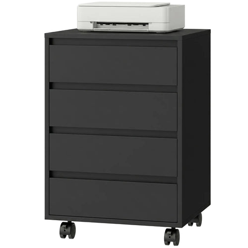 4-Drawer Vertical File Cabinet with Wheels, Black