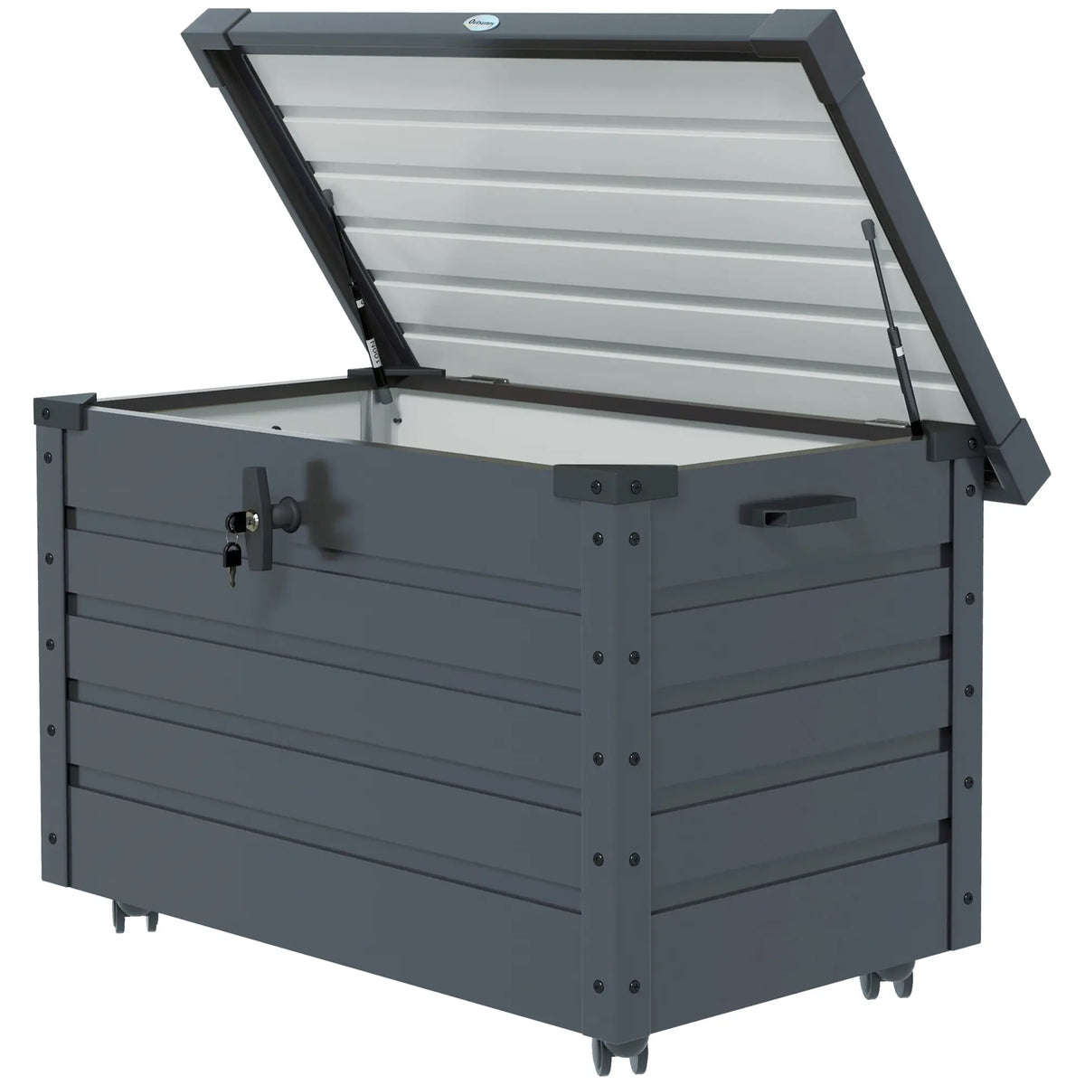 78 Gallon Waterproof Outdoor Storage Box With Wheels, Dark Grey Patio Storage Boxes Dark Grey at Gallery Canada