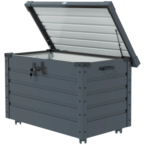 78 Gallon Waterproof Outdoor Storage Box With Wheels, Dark Grey