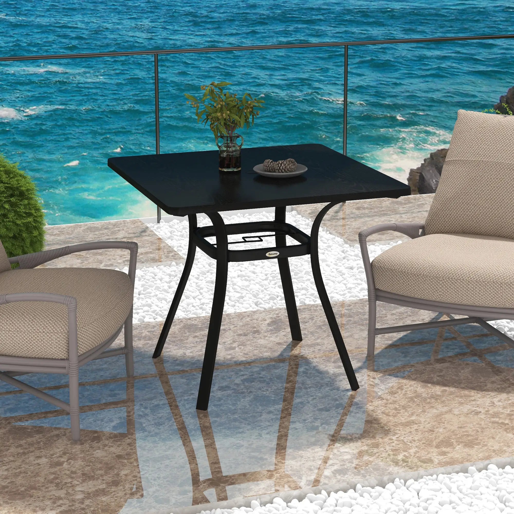 Rectangle Patio Dining Table for 4, Steel Legs, Metal Tabletop, Black Patio Dinning Tables at Gallery Canada