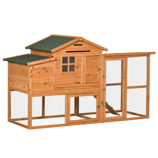 76" Wooden Chicken Coop, Outdoor Hen House Poultry Duck Goose Cage with Outdoor Run, Nesting Box, Removable Tray and Lockable Doors, Orange at Gallery Canada