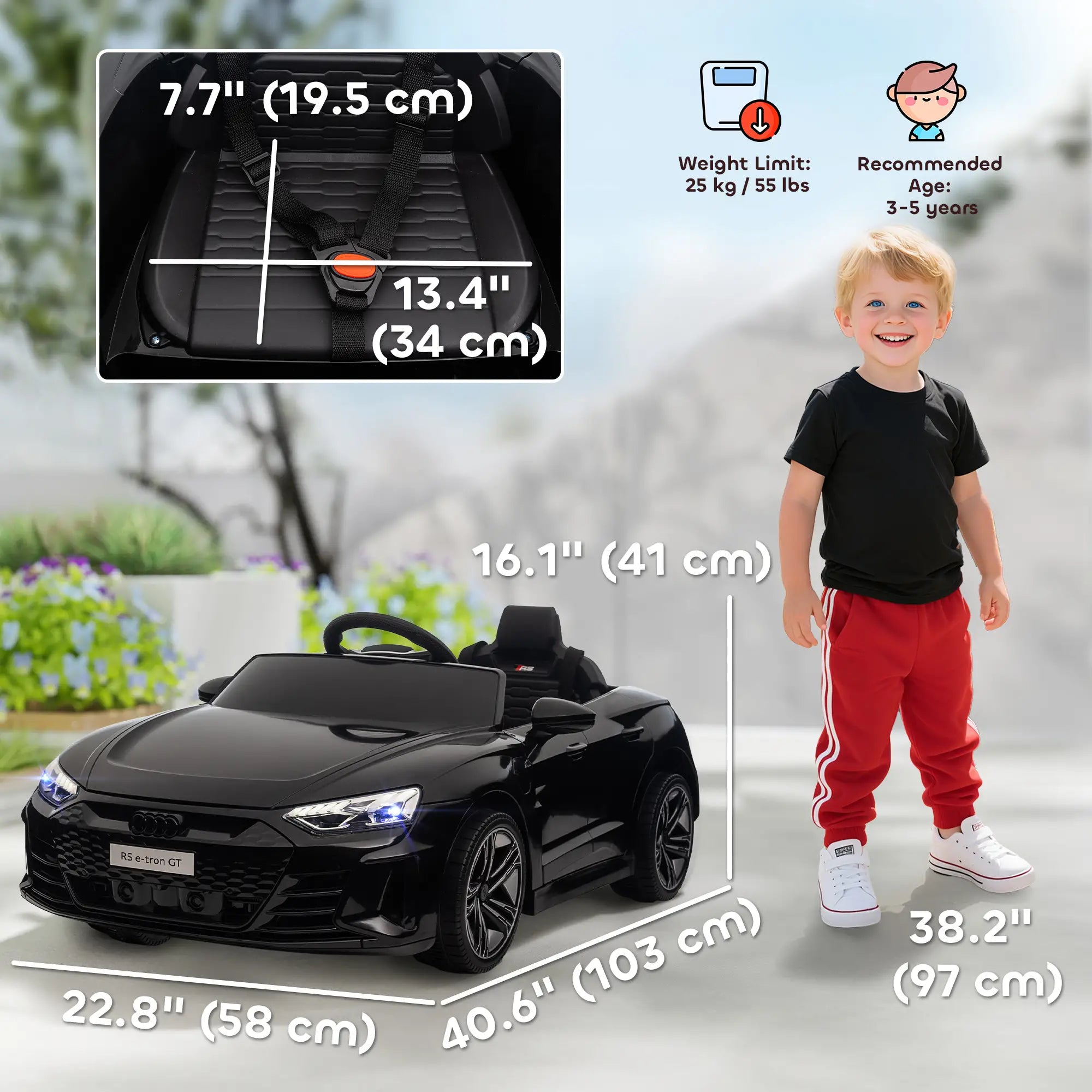 12V Ride-On Toy Car with Remote Control, 3.1 MPH, Black Electric Toy Cars at Gallery Canada