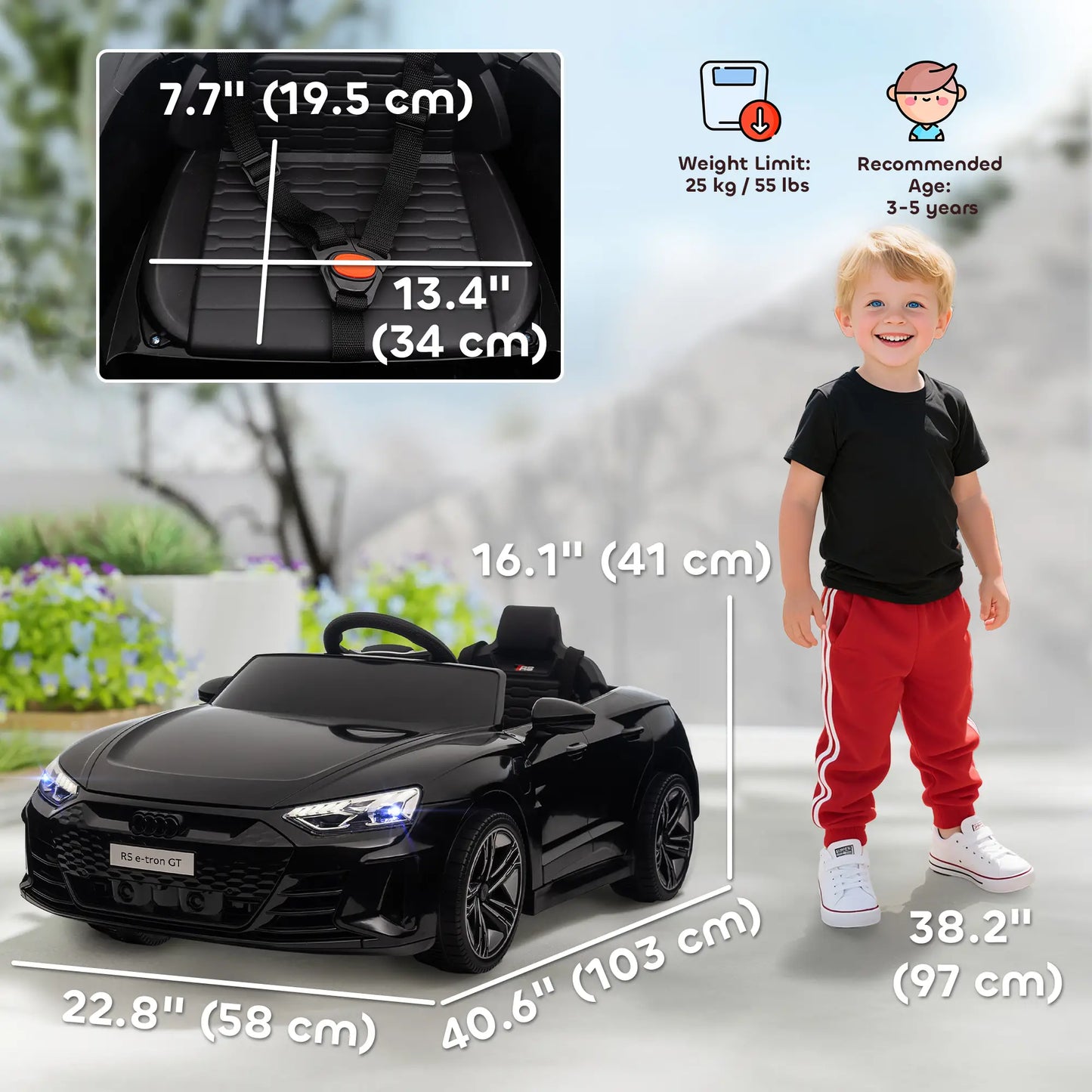 12V Ride-On Toy Car with Remote Control, 3.1 MPH, Black Electric Toy Cars at Gallery Canada