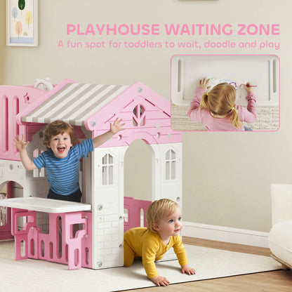 7-in-1 Toddler Slide Climber Playset with Playhouse and Basketball Hoop, Pink Gym Sets & Swings at Gallery Canada