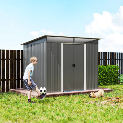 8.5' x 6' Metal Garden Shed, Utility Tool Storage, Grey Sheds at Gallery Canada