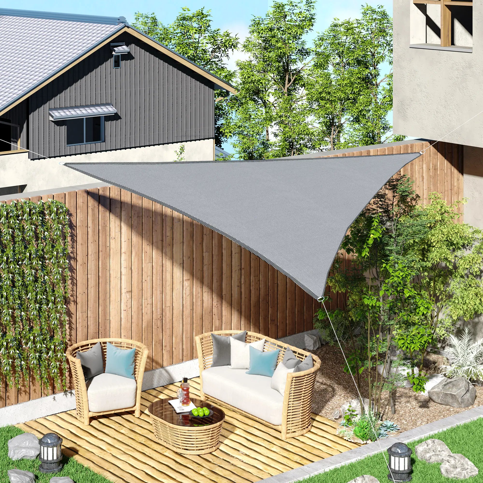 Triangle 10' Canopy Sun Sail, UV Protector, Outdoor Patio Cover, Grey Shade Sails at Gallery Canada